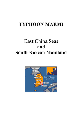 TYPHOON MAEMI East China Seas and South Korean Mainland