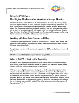 Silverfast Dcpro - the Digital Darkroom for Maximum Image Quality