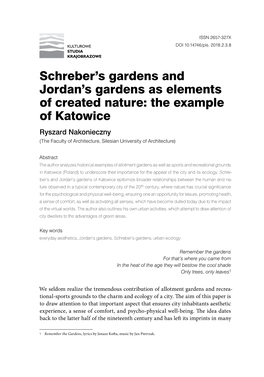 Schreber's Gardens and Jordan's Gardens As Elements of Created