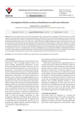 Investigation of Body Secretions As Bioindicators in Cattle Estrus Detection