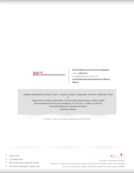 Redalyc.Assessment of Nitrate Contamination of Karst Springs, Bani Kanana, Northern Jordan