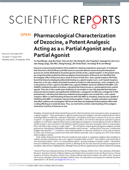 Pharmacological Characterization of Dezocine, a Potent Analgesic Acting As a Κ Partial Agonist and Μ Partial Agonist