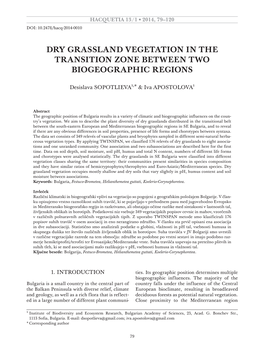 Dry Grassland Vegetation in the Transition Zone Between Two Biogeographic Regions