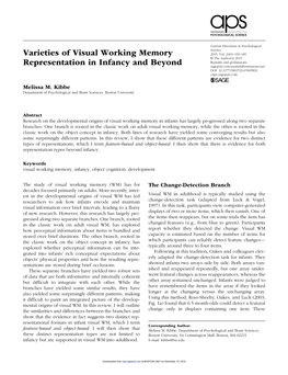 Varieties of Visual Working Memory Representation in Infancy and Beyond