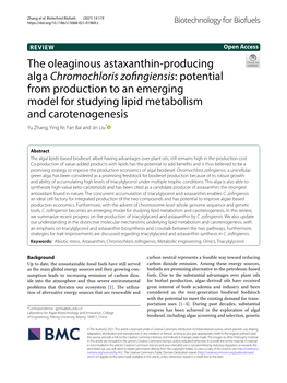 The Oleaginous Astaxanthin-Producing Alga