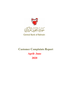 Customer Complaints Report April- June 2020