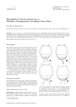 Rotifera: Monogononta: Lecanidae) from China