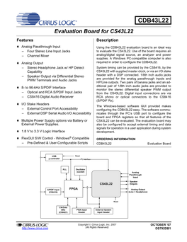 CDB43L22 Evaluation Board for CS43L22