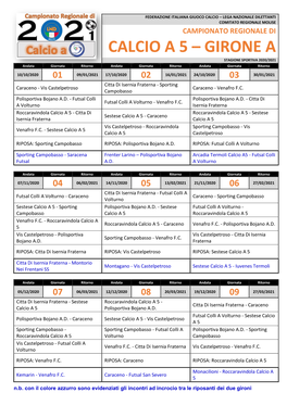 Calcio a 5 – Girone A