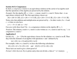 Section 10.5.1 Congruences