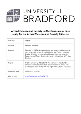 Armed Violence and Poverty in Chechnya: a Mini Case Study for the Armed Violence and Poverty Initiative