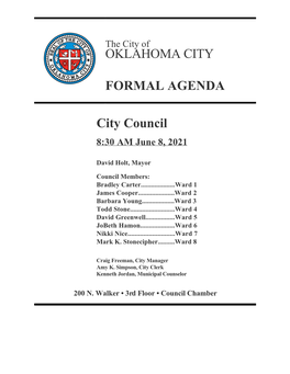Oklahoma City Formal Agenda City Council June 8, 2021