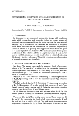 Contractions, Isometries and Some Properties of Inner-Product Spaces