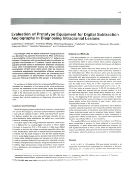 Evaluation of Prototype Equipment for Digital Subtraction Angiography in Diagnosing Intracranial Lesions