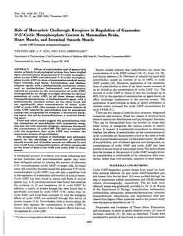 Role of Muscarinic Cholinergic Receptors in Regulation Of