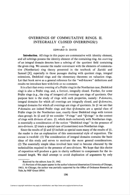 OVERRINGS of COMMUTATIVE RINGS. II. INTEGRALLY CLOSED OVERRINGS(I)