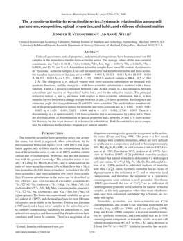 The Tremolite-Actinolite-Ferro–Actinolite Series