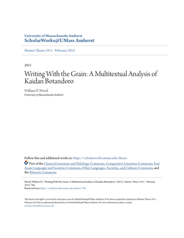 Writing with the Grain: a Multitextual Analysis of Kaidan Botandoro William D