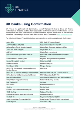 UK Banks Using Confirmation