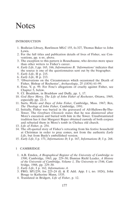 INTRODUCTION 1. Bodleian Library, Rawlinson MS.C 155, Fo.327, Thomas Baker to John Lewis. 2. for the Full Titles and Publication