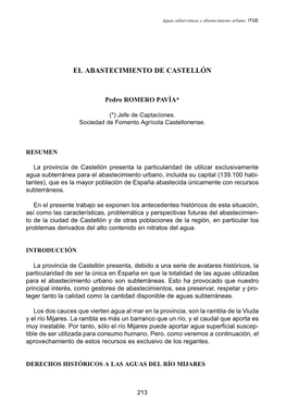 El Abastecimiento De Castellón