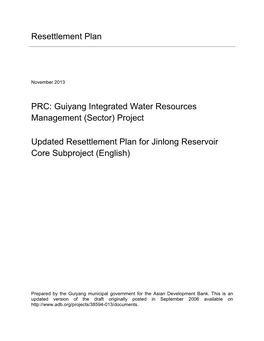 Guiyang Integrated Water Resources Management (Sector) Project