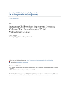 Protecting Children from Exposure to Domestic Violence: the Use and Abuse of Child Maltreatment Statutes, 53 Hastings L.J