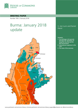 Burma: January 2018 by Jon Lunn and Daniel Harari Update