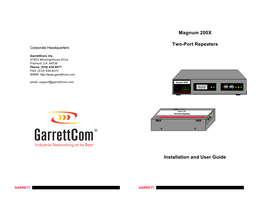 Magnum 200X Two-Port Repeaters Installation and User Guide (04/99)