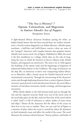 1 Opium, Colonialism, and Migration in Amitav Ghosh's Sea of Poppies