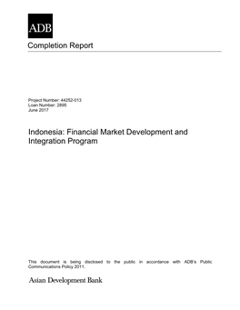 Completion Report Indonesia: Financial Market Development And