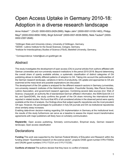 Adoption in a Diverse Research Landscape