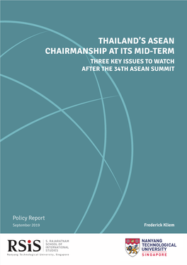 Thailand's Asean Chairmanship at Its Mid-Term