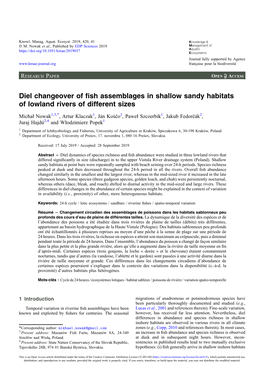 Diel Changeover of Fish Assemblages in Shallow Sandy Habitats of Lowland Rivers of Different Sizes