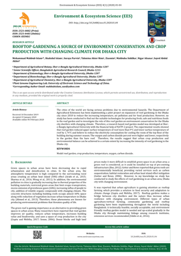 Rooftop Gardening a Source of Environment Conservation and Crop Production with Changing Climate for Dhaka City