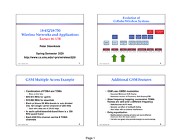 18-452/18-750 Wireless Networks and Applications Lecture 16: LTE