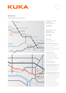 Directions KUKA, Bremen Locations