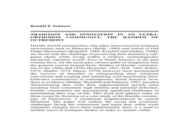 Randal F. Schnoor TRADITION and INNOVATION in an ULTRA- ORTHODOX COMMUNITY: the HASIDIM of OUTREMONT Hasidic Jewish Communities