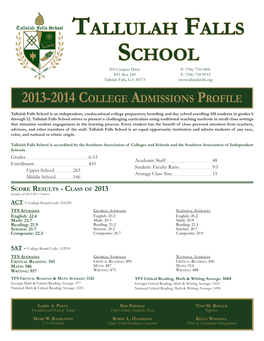 2013-2014 College Admissions Profile
