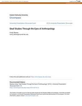 Deaf Studies Through the Eyes of Anthropology