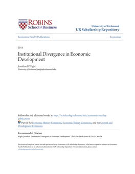 Institutional Divergence in Economic Development Jonathan B