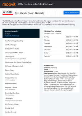 100M Bus Time Schedule & Line Route