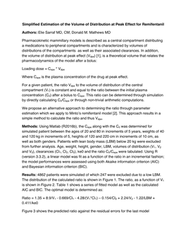 Simplified Estimation of the Volume of Distribution at Peak Effect for Remifentanil