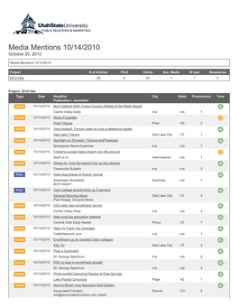 Media Mentions 10/14/2010 October 20, 2010