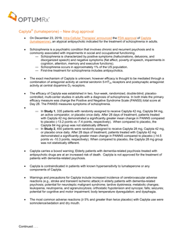 Caplyta (Lumateperone), an Atypical Antipsychotic Indicated for the Treatment of Schizophrenia in Adults
