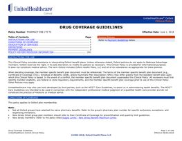 DRUG COVERAGE GUIDELINES Policy Number: PHARMACY 098.175 T0 Effective Date: June 1, 2018