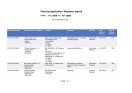 Planning Applications Decisions Issued