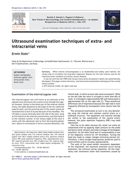 Ultrasound Examination Techniques of Extra- and Intracranial Veins