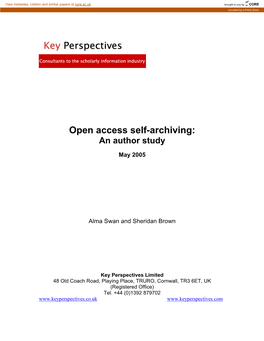 Open Access Self-Archiving: an Author Study