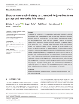 Short‐Term Reservoir Draining to Streambed for Juvenile Salmon Passage and Non‐Native Fish Removal